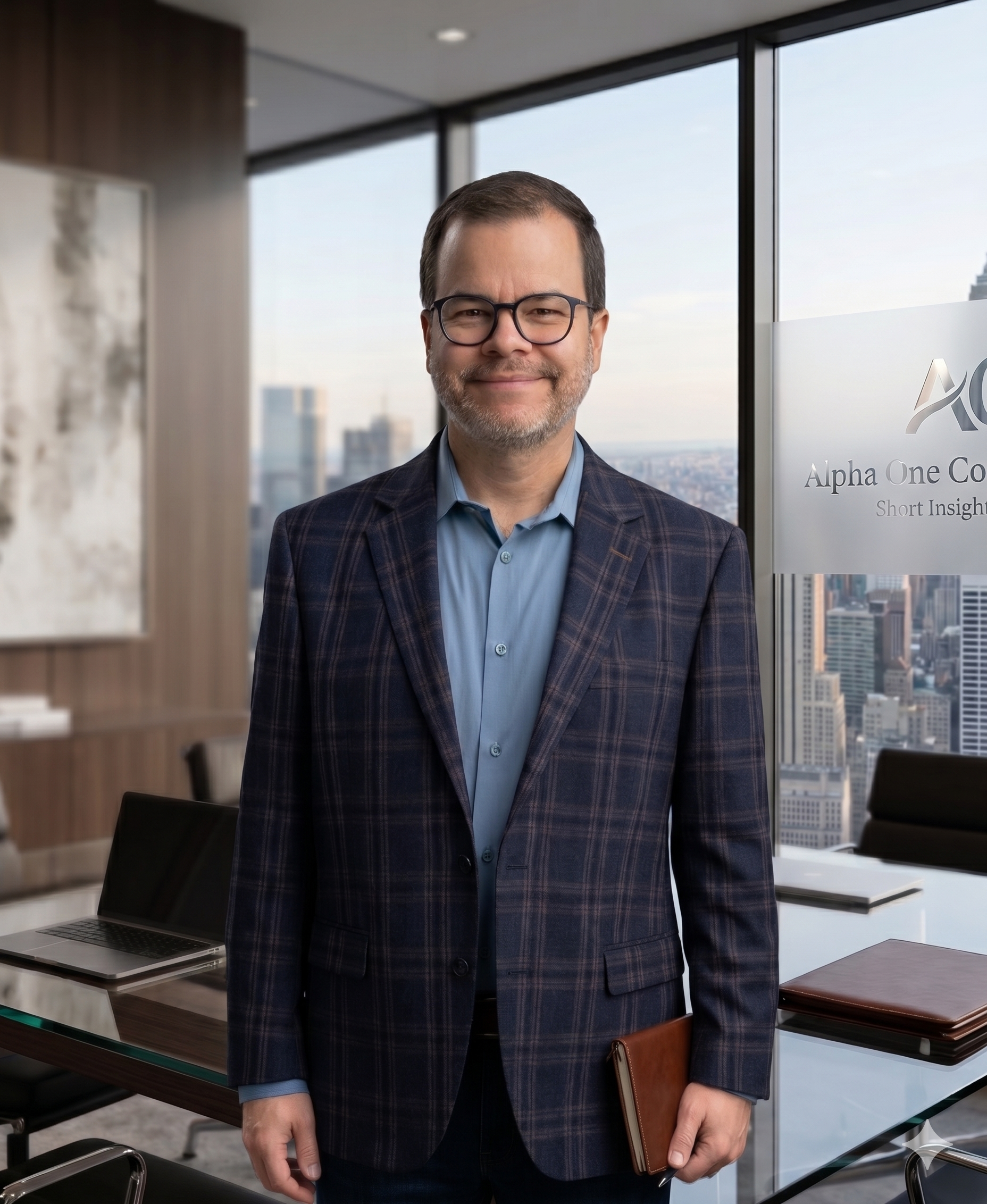 Andres Coll in a professional office setting for Alpha One Consulting